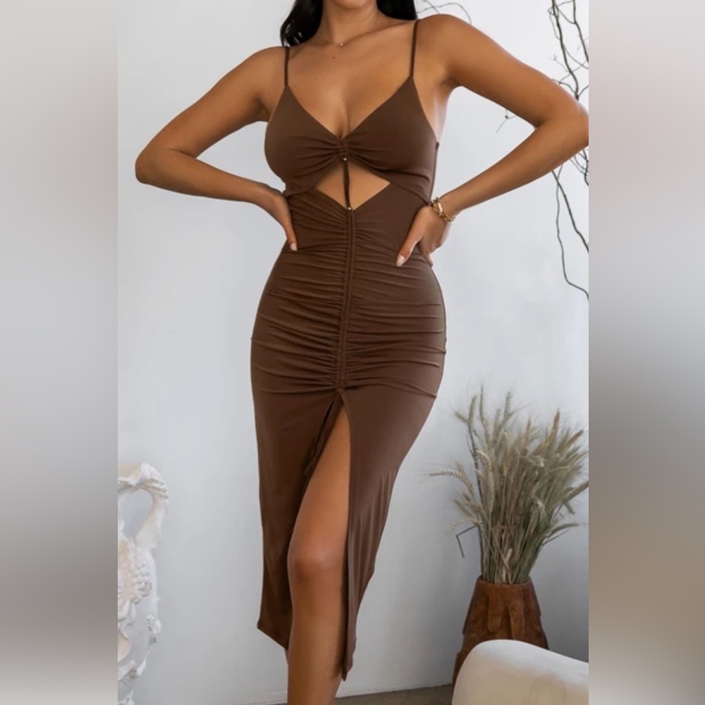 Brown Dress with Middle Slit